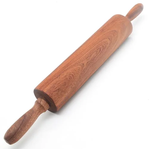 Advanced Classic Sapele Wooden Rolling Pin With Handles Large17.3 L x 2.3 W High-Performance