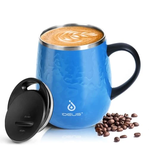 Easy-to-Use 16 oz Insulated Coffee Mug with Lid and Handle Green