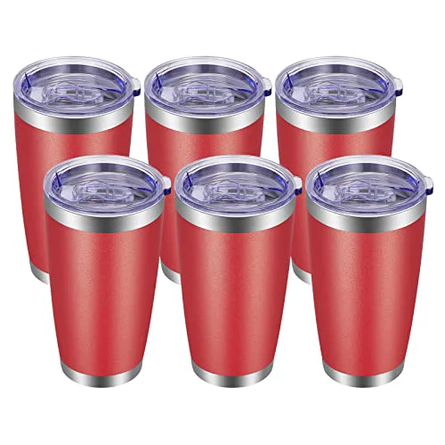 Crafted 20oz Tumbler with Lid and Straw Stainless Steel Tumbler Cup Bulk Vacuum Insulated Double Wall Travel Coffee Mug Powder Coated Coffee Cup 6 Count Innovative