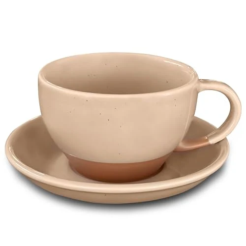 Exceptional Mora Ceramic Latte Art Mug With Saucer Natural