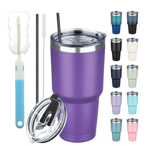 Casual 30 oz Tumbler with Lids and Straws User-Friendly