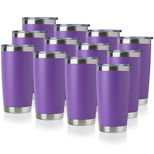 Contemporary 20oz Stainless Steel Tumbler Bulk with Lid 12 Count Natural