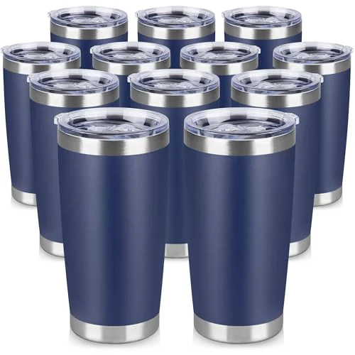 User-Friendly 20 oz Tumbler Stainless Steel Tumblers Bulk with Lid Double Wall Insulated Coffee Tumbler Cups for Hot Cold Drinks Powder Coated Travel Coffee Tumbler Mug Metal 12 Count Smart