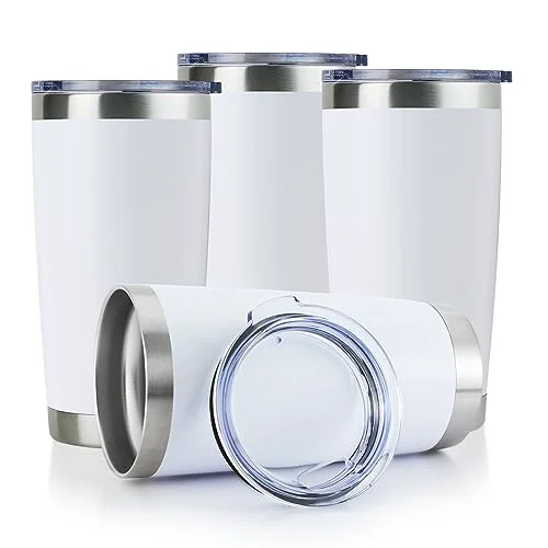 Lightweight 20oz Stainless Steel Tumbler Bulk with Lid 4 Count Prestigious