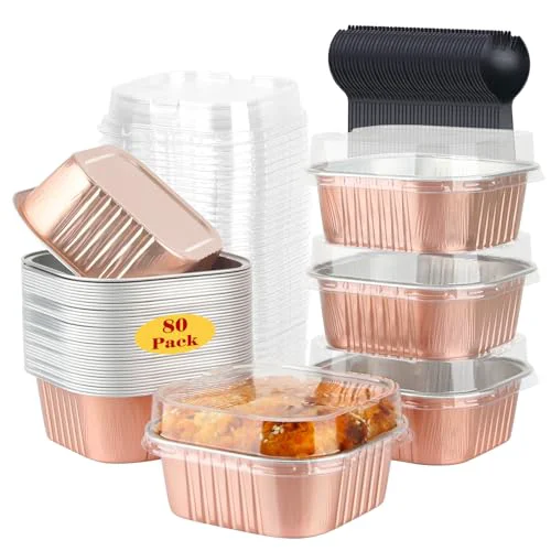 Selected 80 Pack 10oz Mini Cake Pans with Lids and Spoons for Bake 80 Count Fine