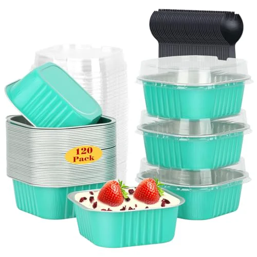 Modern 120 Pack 10oz Mini Cake Pans with Lids and Spoons for Bake Practical