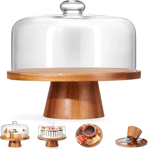 Easy-to-Use Wooden Cake Stand with Lid Eco-Friendly