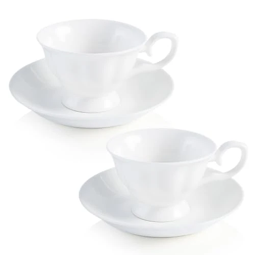 Modern Fine Bone China Tea Cups and Saucers Set of 2 2 Count Elite
