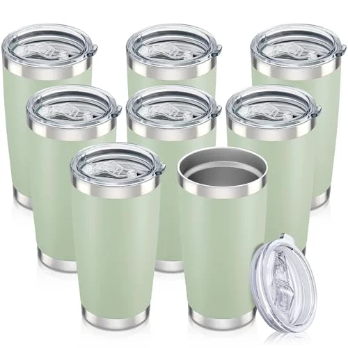 Easy-to-Use 20 oz Tumbler with Lid Stainless Steel Insulated Tumblers Bulk Cups Mug 8 Count Powerful