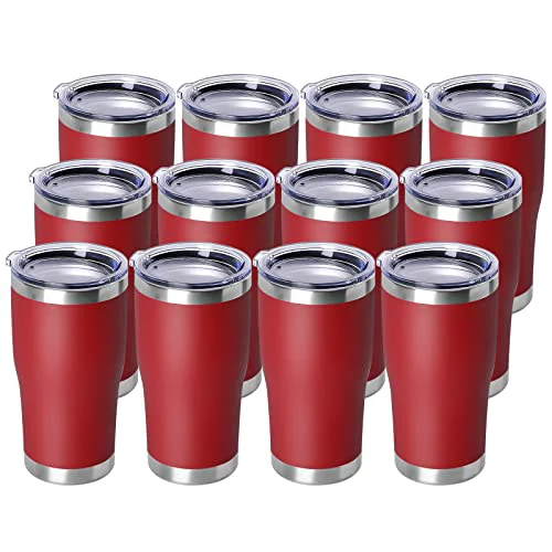 Comfortable 20oz Tumbler with Lid Stainless Steel Tumblers Bulk 12 Count High-Grade