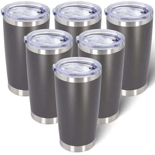 Excellent 20oz Tumbler with Lid Stainless Steel Tumblers Insulated Mug Grey 6P 6 Count Easy-to-Use
