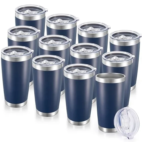 Fine 20 oz Tumblers Bulk Stainless Steel Tumbler with Lid 12 Count Long-Lasting