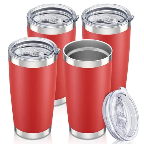 Contemporary 20 oz Tumbler with Lid Stainless Steel Insulated Tumblers Bulk Cups Mug 4 Count Easy-to-Use
