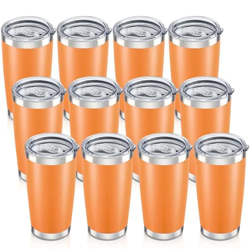 Premium Material 20 oz Tumbler with Lid Stainless Steel Insulated Tumblers Bulk Cups Mug 12 Count Smooth