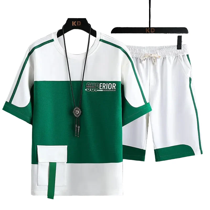 High-Performance Men's Casual Printed Short Sleeve T-Shirt and Shorts Two Piece Set First-Class