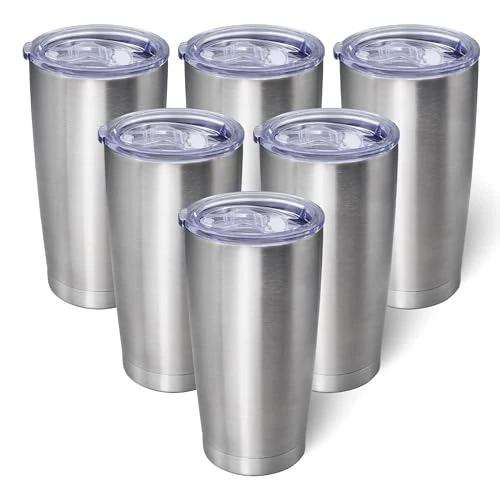Effective 20oz Tumbler with Lid Stainless Steel Tumblers Insulated Mug SS 6P 6 Count Consistent
