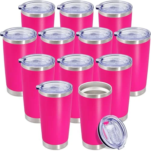 Versatile 20oz Tumbler Insulated Coffee Tumblers with Lid Stainless Steel HotPink 12P 12 Count Innovative
