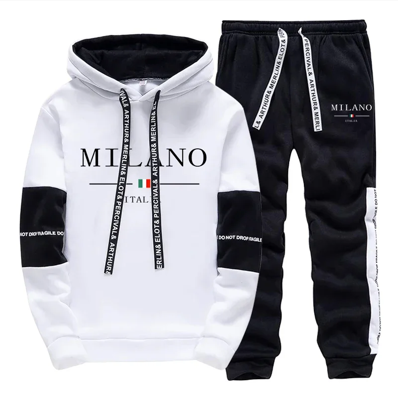Refined Men's Casual Printed Hoodie and Jogger Pants Tracksuit Set Crafted