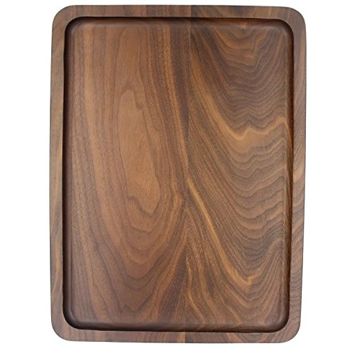 Trendy Wood Serving Tray Wooden Decorative Coffee Tea Platter Black Walnut 15.3 x 11.4 Inches Premium