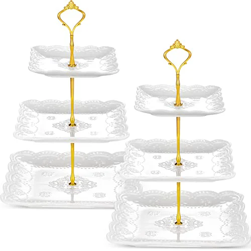 User-Friendly 2 Pcs 3 Tier Porcelain Cupcake Stand 6 Count Healthy
