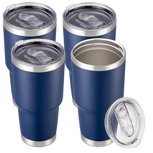 Smooth 30 oz Tumbler with Lid Stainless Steel Tumblers Bulk 4 Count Trendy