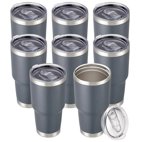 Elegant 30 oz Tumbler with Lid Stainless Steel Tumblers Bulk 8 Count Premium Material
