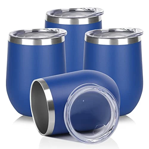Unique Stainless Steel Wine Tumbler Bulk with Lid 4 Count Environmentally Friendly