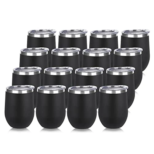 High-End Stainless Steel Wine Tumbler Bulk with Lid 16 Count Verified