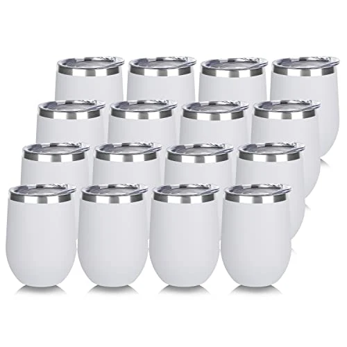 Convenient Stainless Steel Wine Tumbler Bulk with Lid 16 Count Proven
