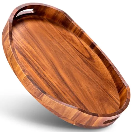 Traditional Wood Serving Tray with Handle Effective