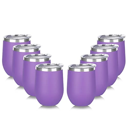 Dependable Stainless Steel Wine Tumbler Bulk with Lid 8 Count Artisan