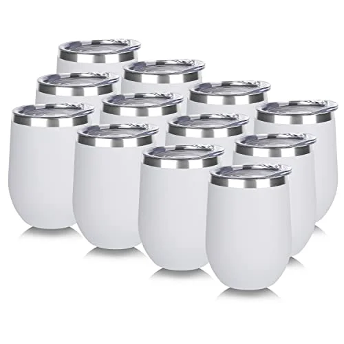Casual Stainless Steel Wine Tumbler Bulk with Lid 12 Count Recyclable