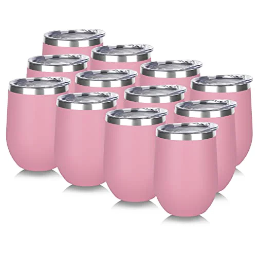 Traditional Stainless Steel Wine Tumbler Bulk with Lid 12 Count User-Friendly