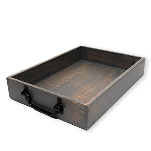 Optimized Handmade Wooden Tray with Metal Handles Selected