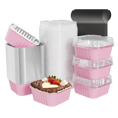 Solid 50 Pack Mini Cake Pans with Lids 50 Count Organic