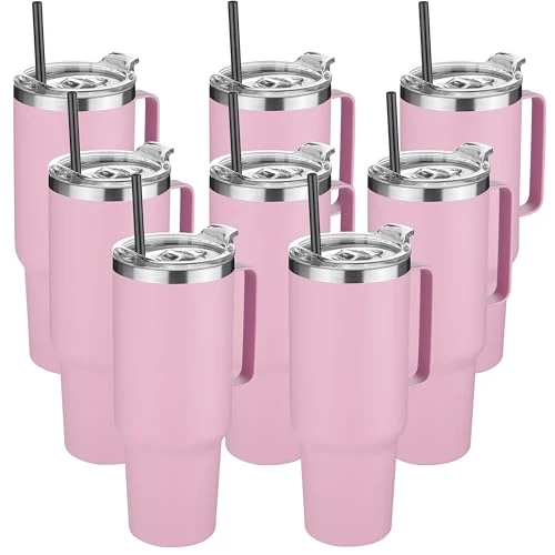 Lightweight 40 oz Stainless Steel Tumbler with Handle 8 Count Convenient