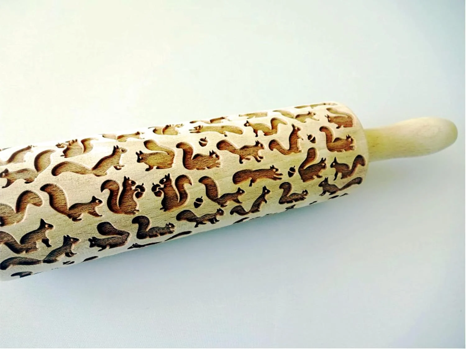 Authentic FUNNY SQUIRRELS PATTERN EMBOSSING ROLLING PIN LASER ENGRAVED ROLLING PIN WITH SQUIRRELS for EMBOSSED COOKIES Carefully Designed