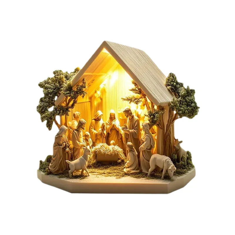 Certified Flat Acrylic Nativity Scene Plaque and Tabletop Signboard Contemporary