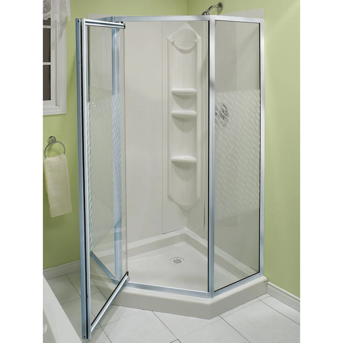 Trendy Maax 74 In. H. x 38 In. D. x 38 In. L. Chrome Polystyrene Shower Stall Authentic