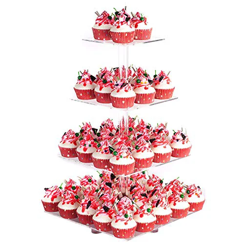 Dependable 4 Tier Acrylic Cupcake Stand with 6 Between Two Layers Pure