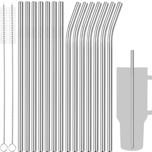 Sophisticated 14PCS Stainless Steel Straws Fit for 40oz Stanley Tumbler 14 Count Sustainable