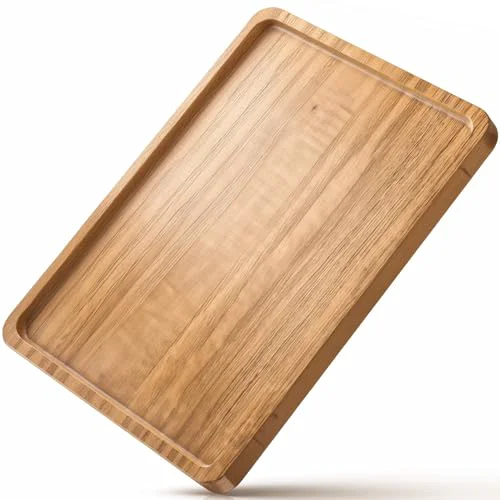 Proven Wood Tray for Coffee Tea Extra Large Wooden Serving Tray for Food Fruit Snack Decorative Serving Platter Outstanding