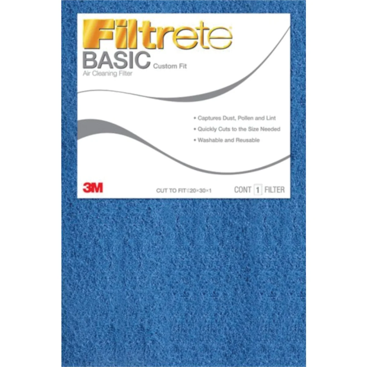 Fine 3M Filtrete 20 In. x 30 In. x 1 In. 100 MPR Basic Custom Fit Trimmable Air Filter Dependable