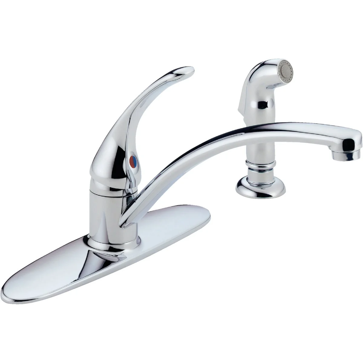 User-Friendly Delta Foundations Single Handle Lever Kitchen Faucet with Side Spray Chrome Effective