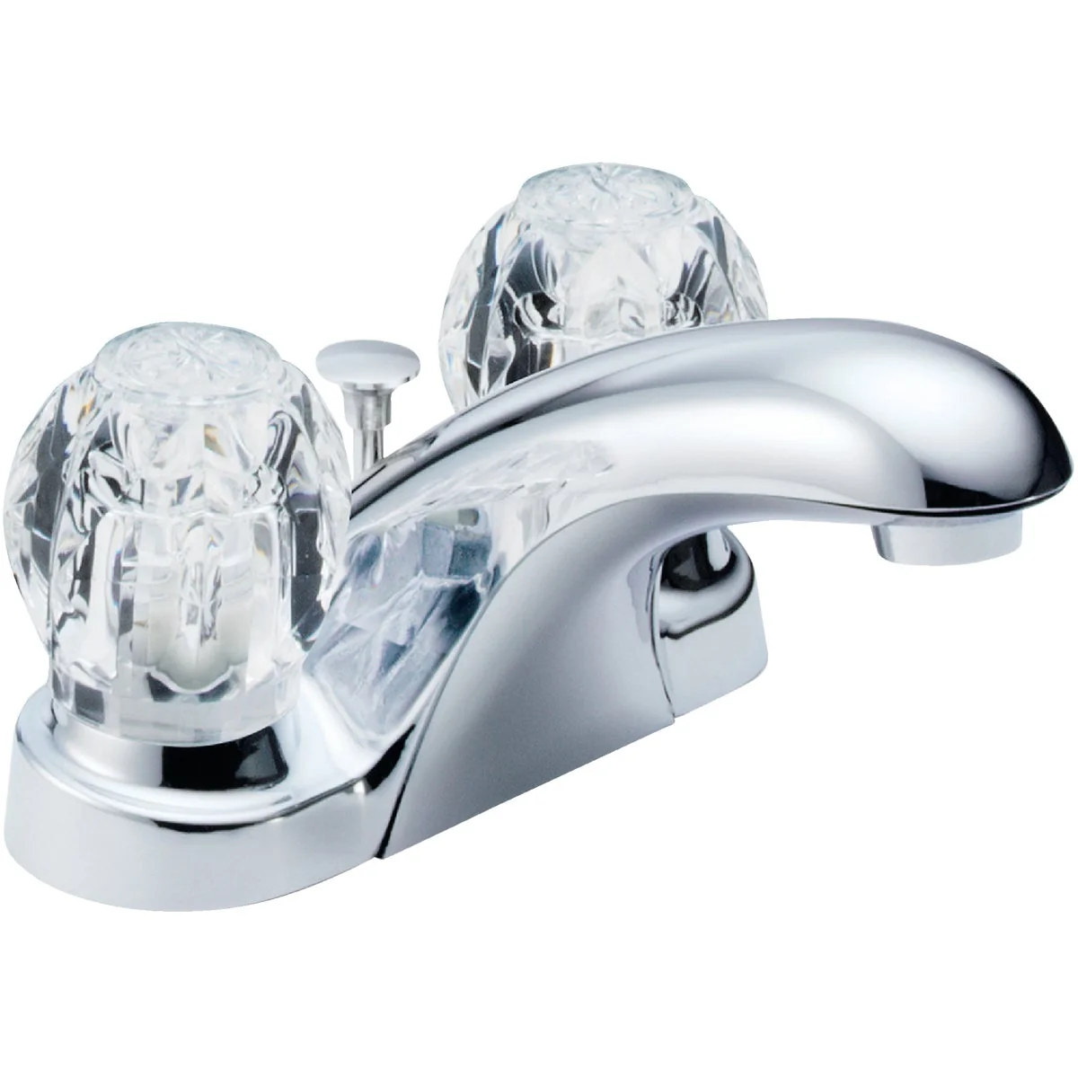 Original Delta Foundations Chrome 2-Handle Knob 4 In. Centerset Bathroom Faucet with Pop-Up High-Grade