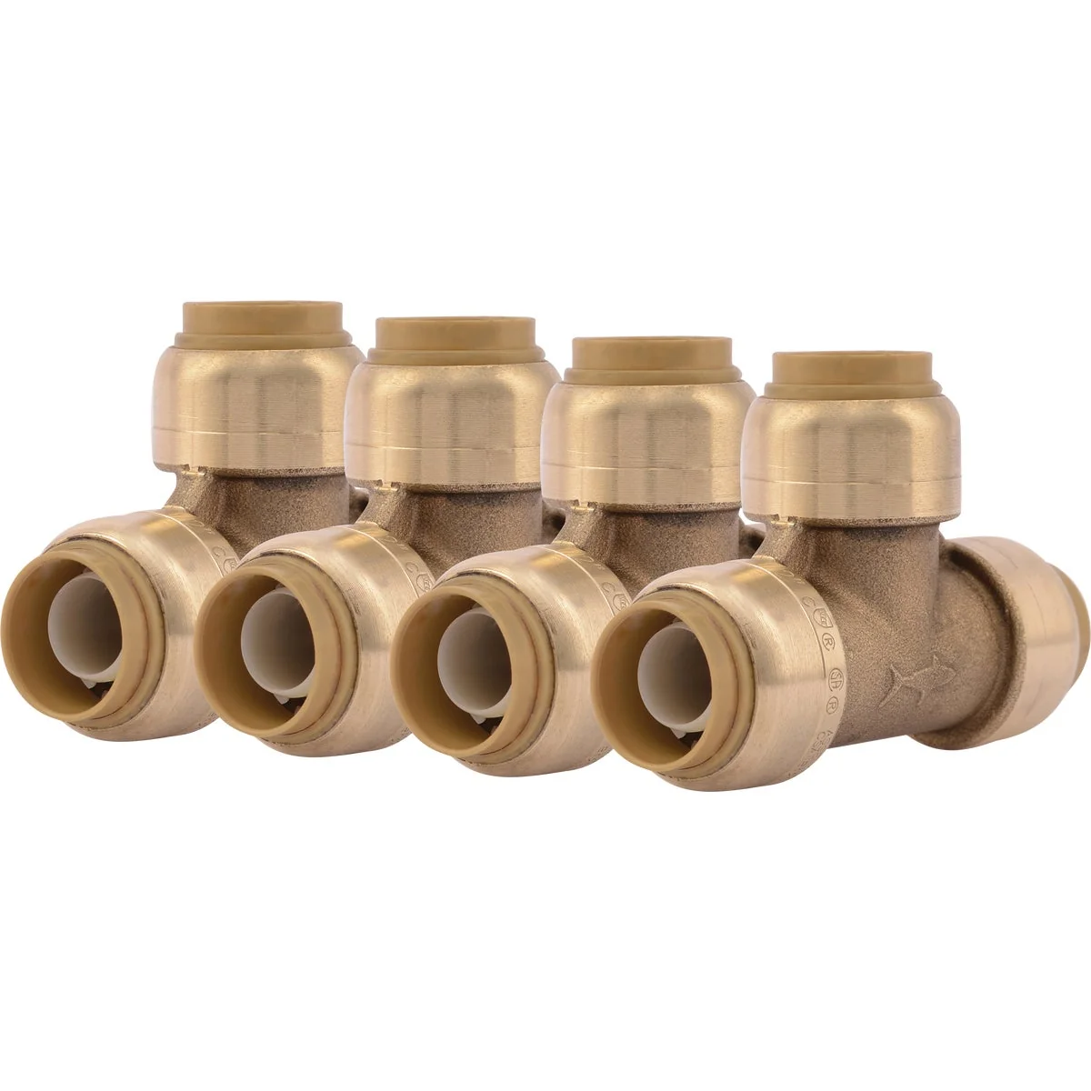Pure SharkBite 1 2 In. x 1 2 In. x 1 2 In. Brass Push-to-Connect Tee 4-Pack Modern