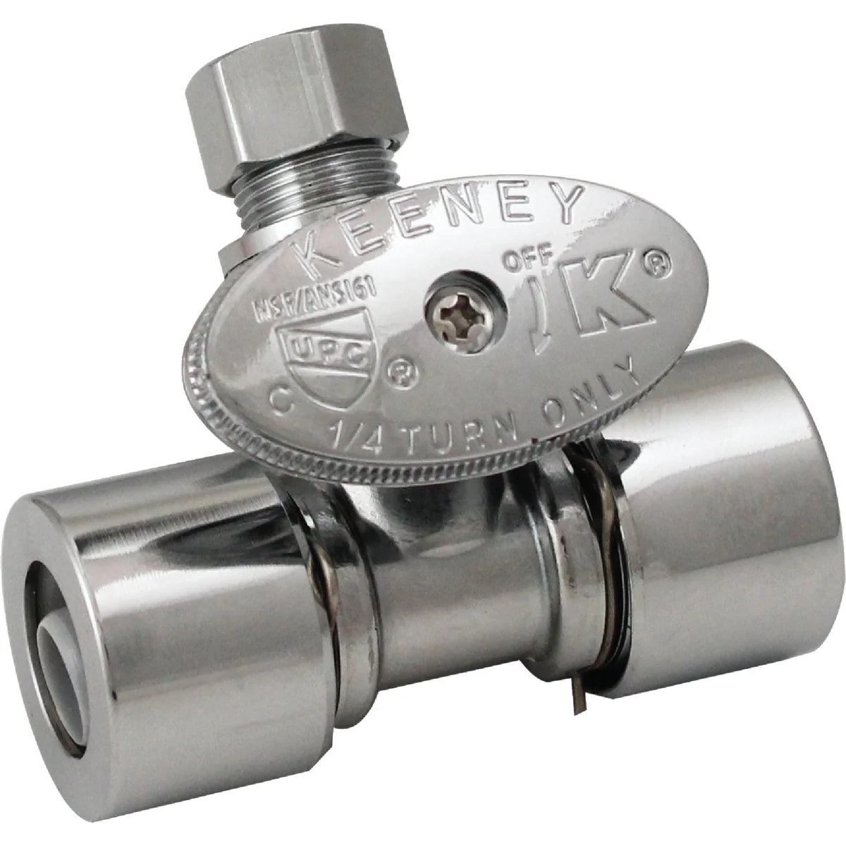 Smooth Keeney 1 2 In. x 1 2 In. PF x 3 8 In. OD Chrome-Plated Brass Push Fit Straight Valve Verified