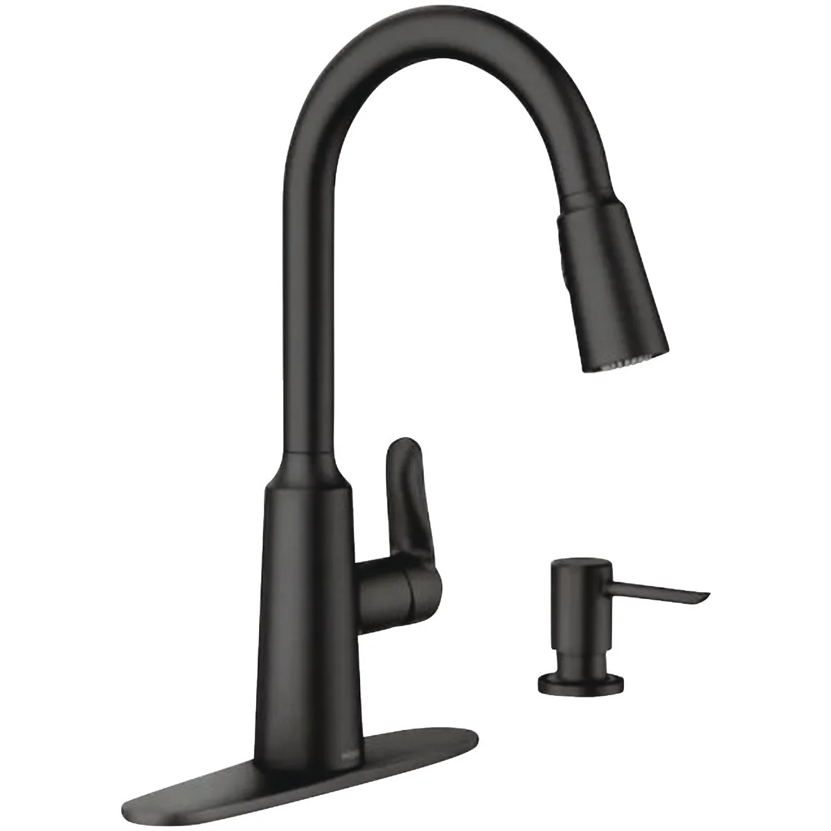 Quality Moen Edwyn Single Handle Pull-Down Kitchen Faucet with Soap Dispenser Matte Black Flexible