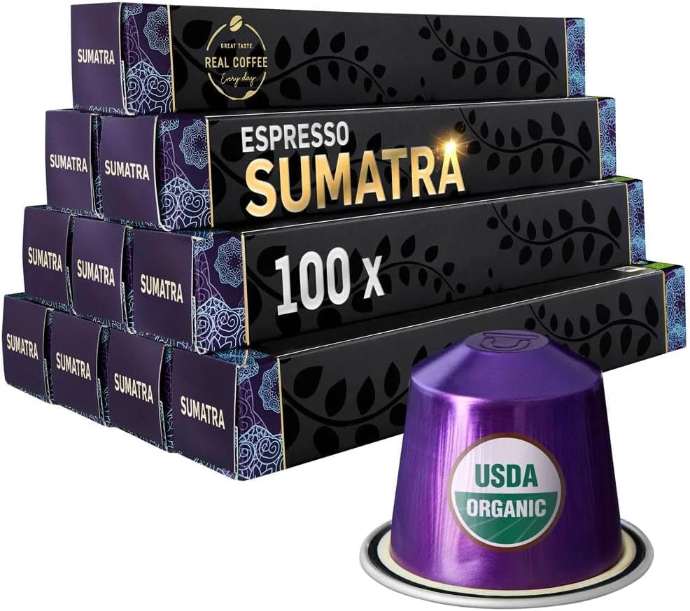 Reliable Sumatra Organic Italian Espresso for Nespresso Line Machines 100 Count Relaxed