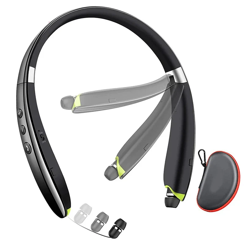 High-Quality Foldable Bluetooth Neckband Headset and Retractable Wireless Headphones Verified
